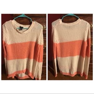 Coral & Cream Winter Sweater